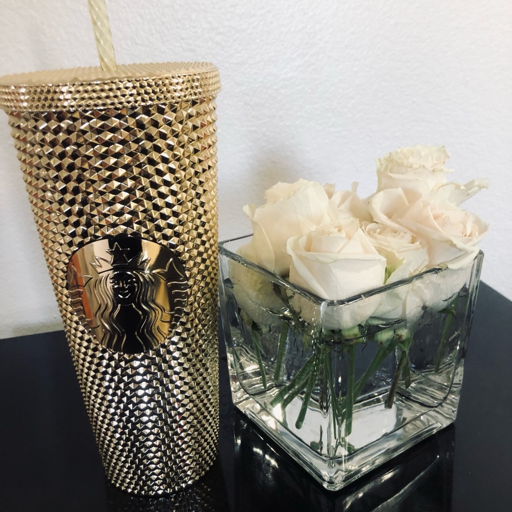 Starbucks Gold Faux Floral Art Piece
